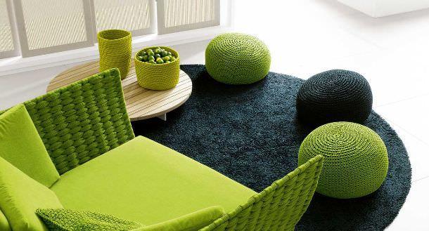 picot pouf in lana
